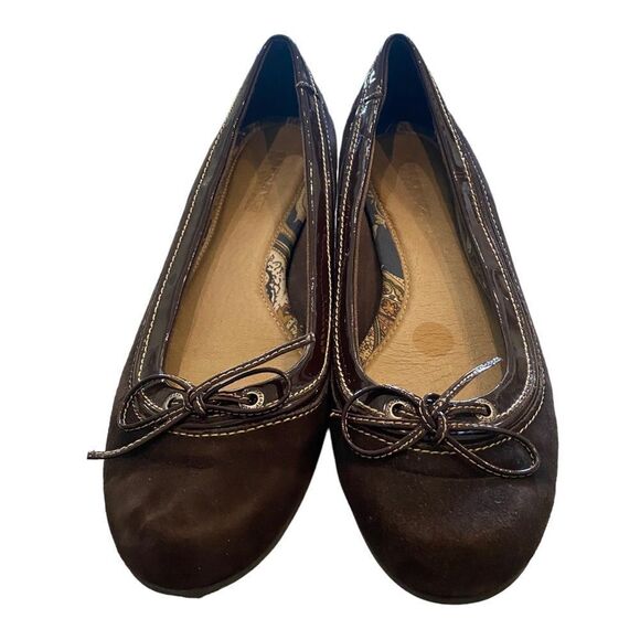 SPERRY Women's Brown Suede Slip-On Wedge Bow Shoes 10 - Picture 3 of 6